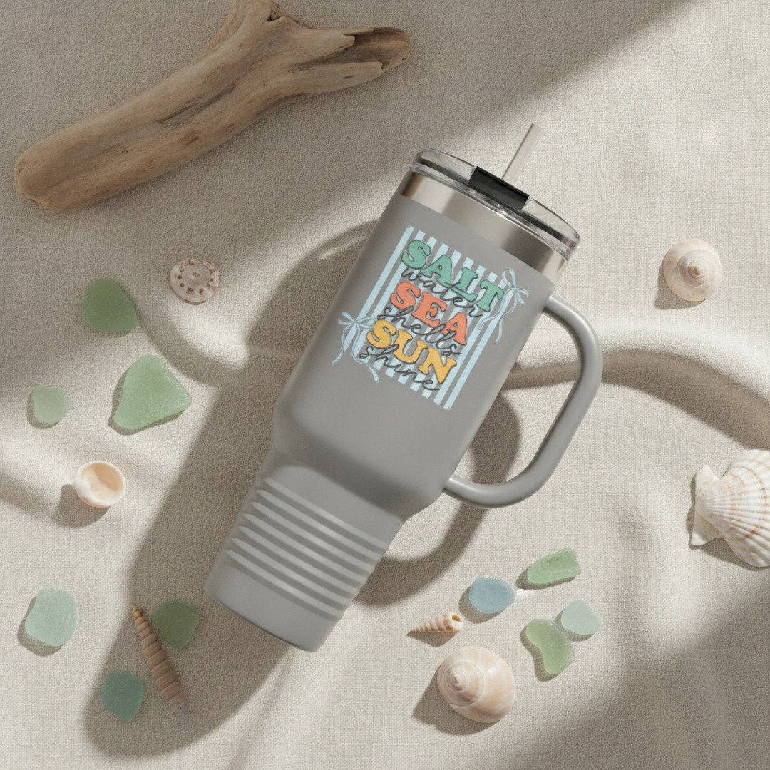 Salt Sea Sun Travel Mug, 40oz Insulated Tumbler, Beach Lover Gift, Coastal Travel Cup, Ocean Lover Tumbler, Summer Drinkware
