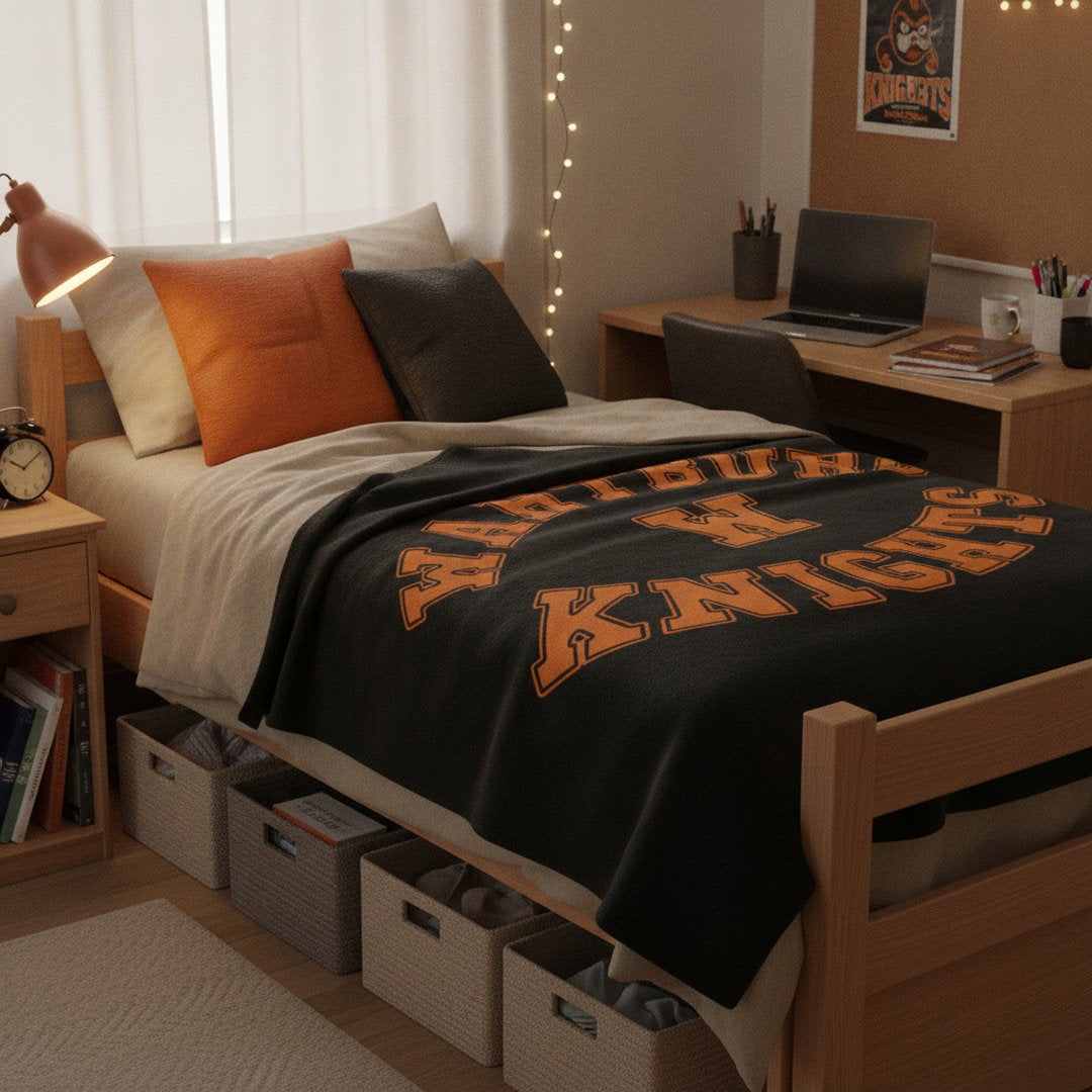 Wartburg College Knights Cozy Blanket β Black & Orange Dorm Throw | 50x60 & 60x80