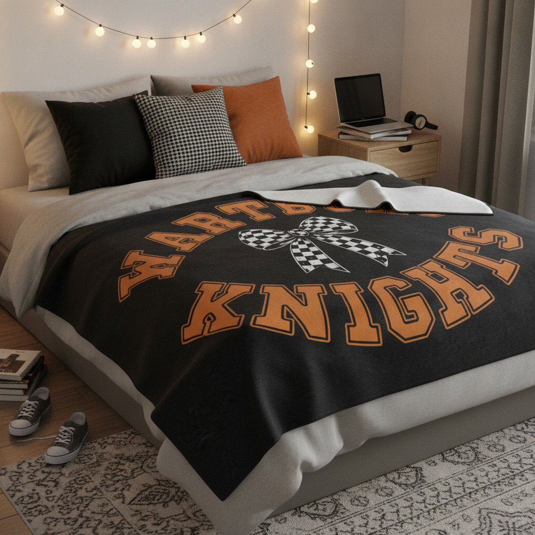 Wartburg Knights Cozy Blanket β Black & Orange College Dorm Blanket | 50x60 & 60x80