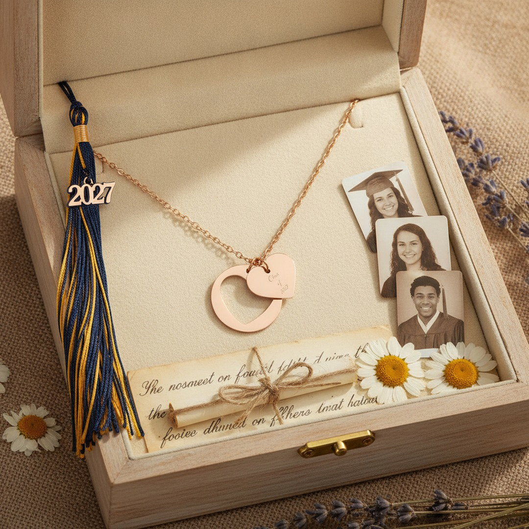 Class of 2027 Heart Necklace | Gold, Rose Gold & Silver | Senior Gift | Graduation Jewelry | High School Senior Keepsake