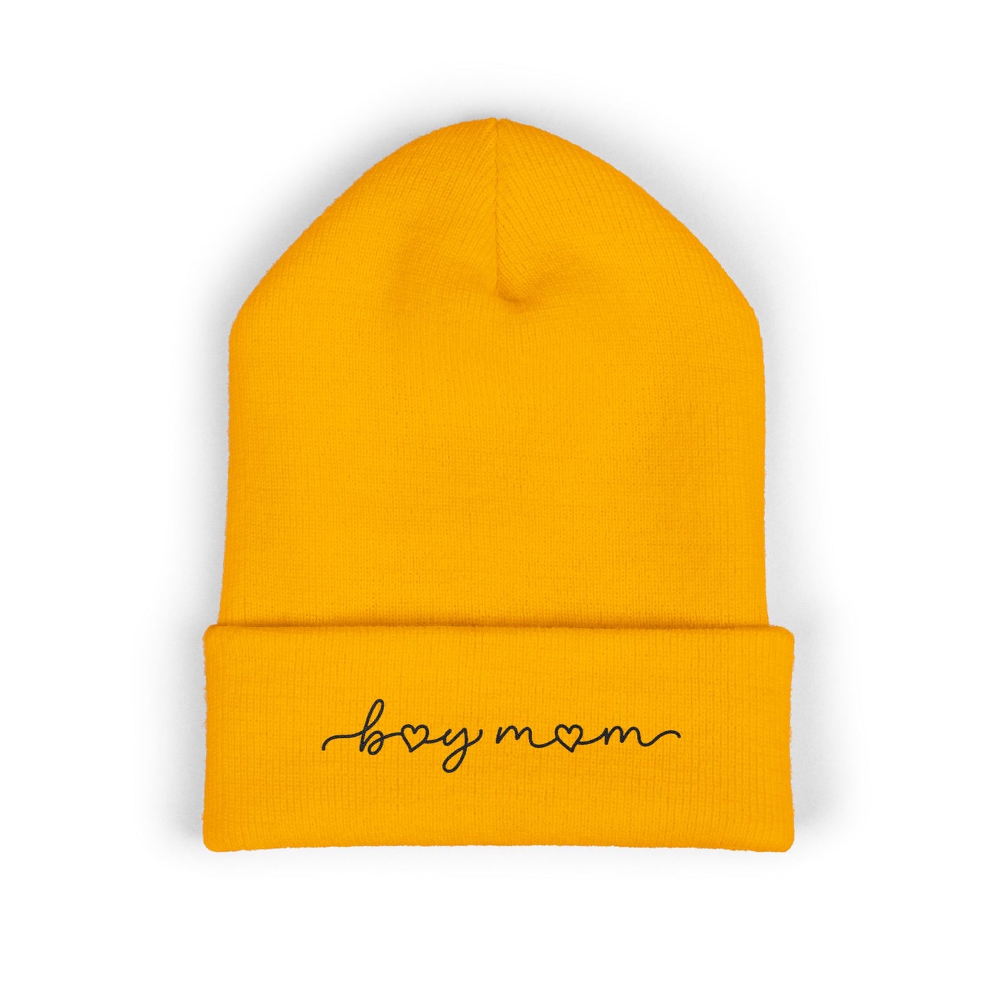 Embroidered "boy mom" Cuffed Beanie —