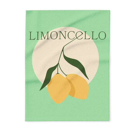 Limoncello Lemon Illustration Arctic Fleece Blanket | Citrus Botanical Throw