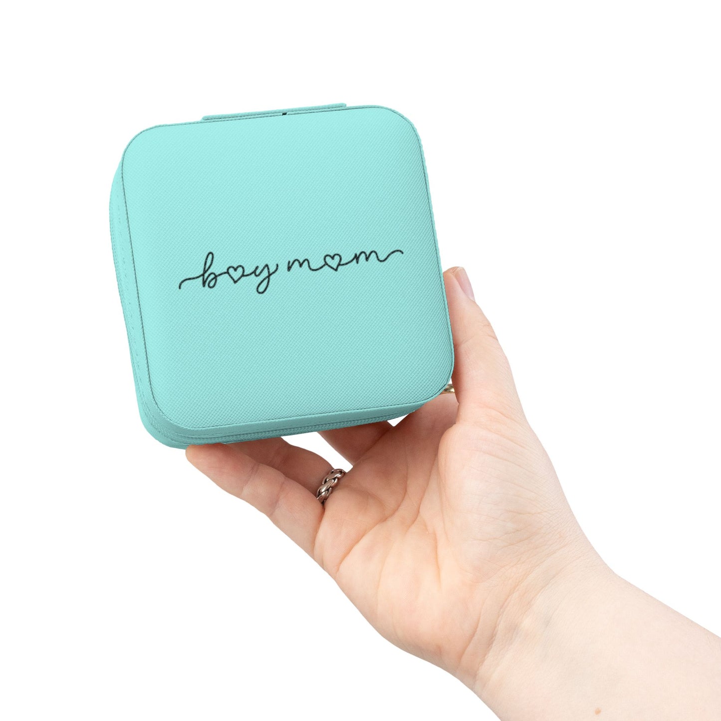 Compact 'boymom' Travel Jewelry Case — Portable Organizer for Rings, Earrings & Necklaces