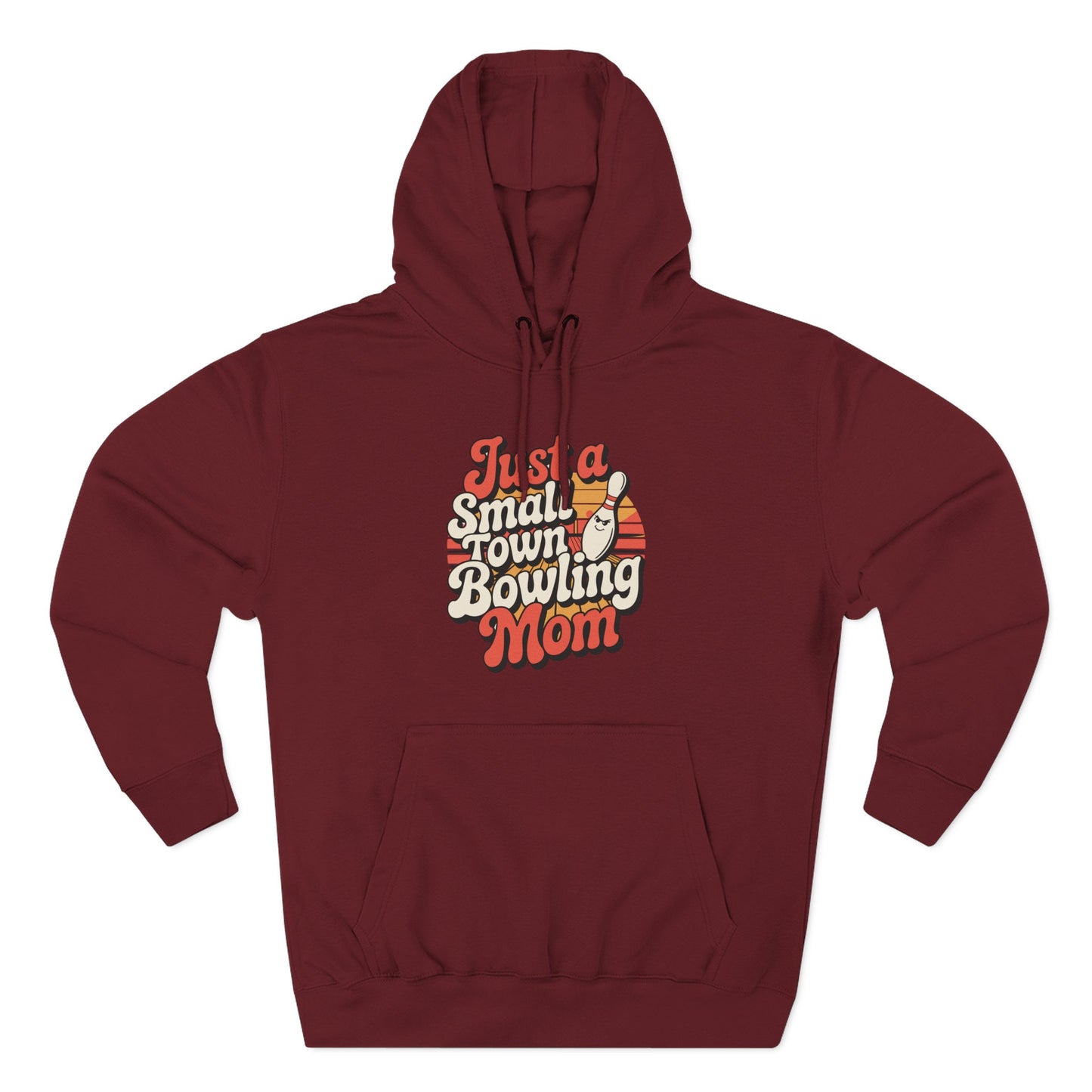 Bowling Mom Hoodie - "Just a Small Town Bowling Mom" Retro Graphic Fleece Sweatshirt