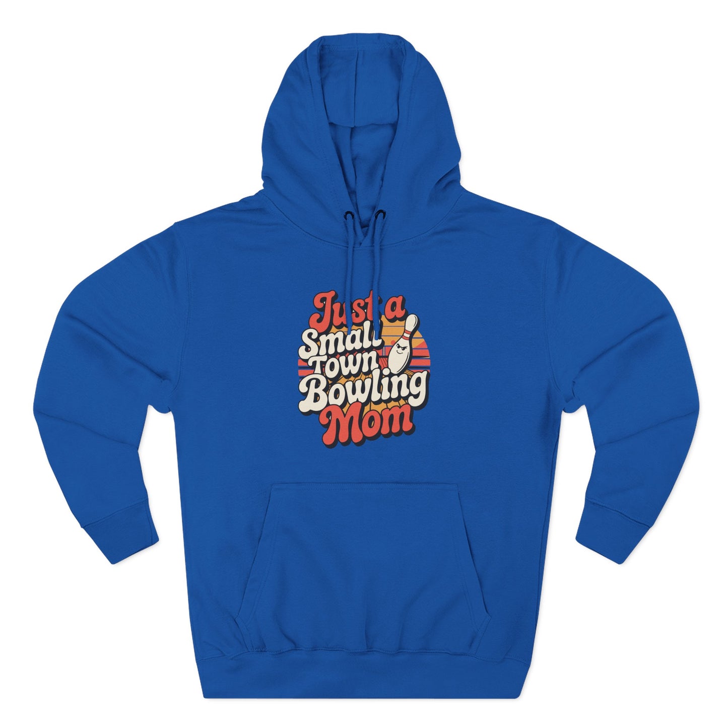 Bowling Mom Hoodie - "Just a Small Town Bowling Mom" Retro Graphic Fleece Sweatshirt