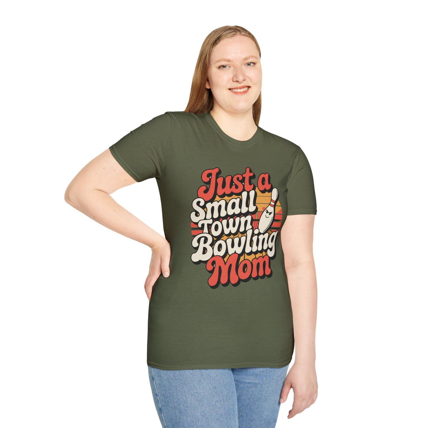Just a Small Town Bowling Mom T-Shirt — Retro Bowling Mom Tee