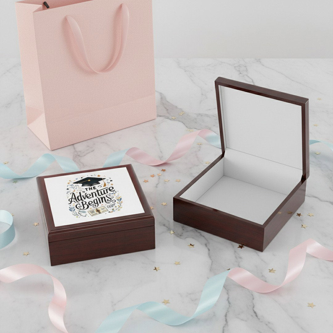Jewelry Box — “The Adventure Begins” Graduation Keepsake Box
