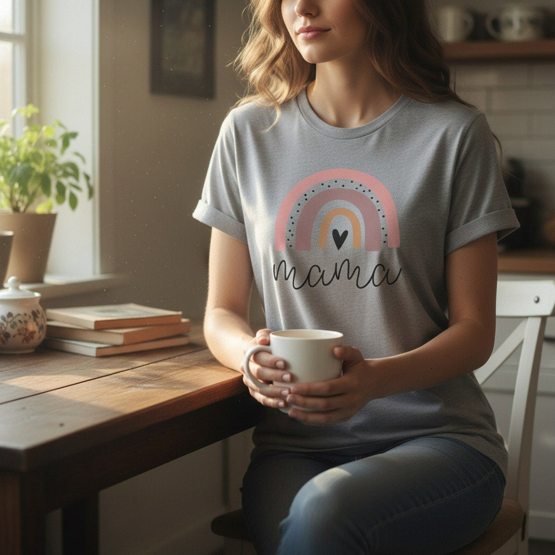 Mama Rainbow T-Shirt — Soft Pastel Mother's Day Tee