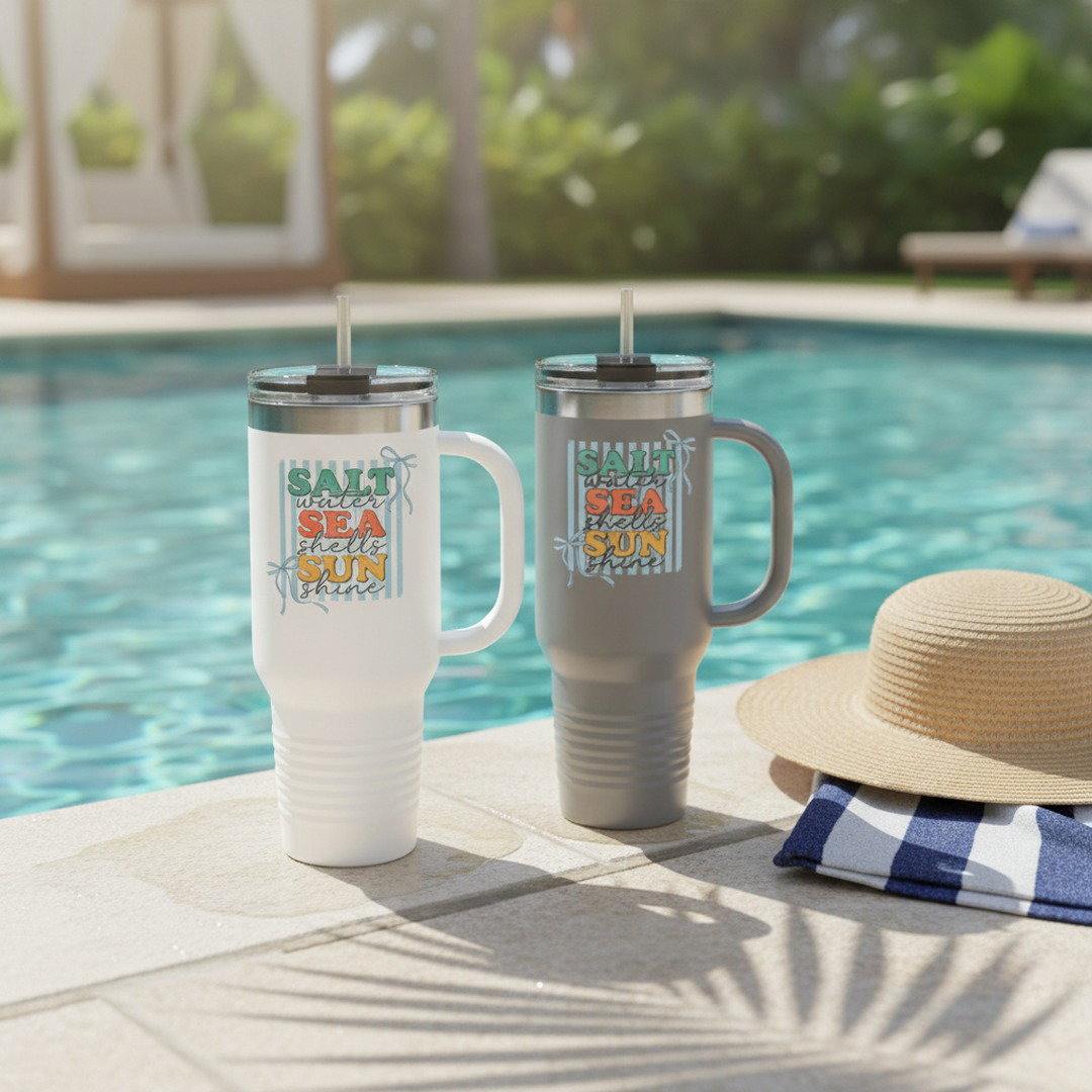 Salt Sea Sun graphic Travel Mug | 40oz Insulated Tumbler
