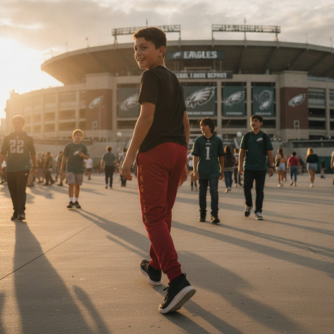 Youth Eagles Joggers – Athletic Sweatpants with Vertical 'EAGLES' Print