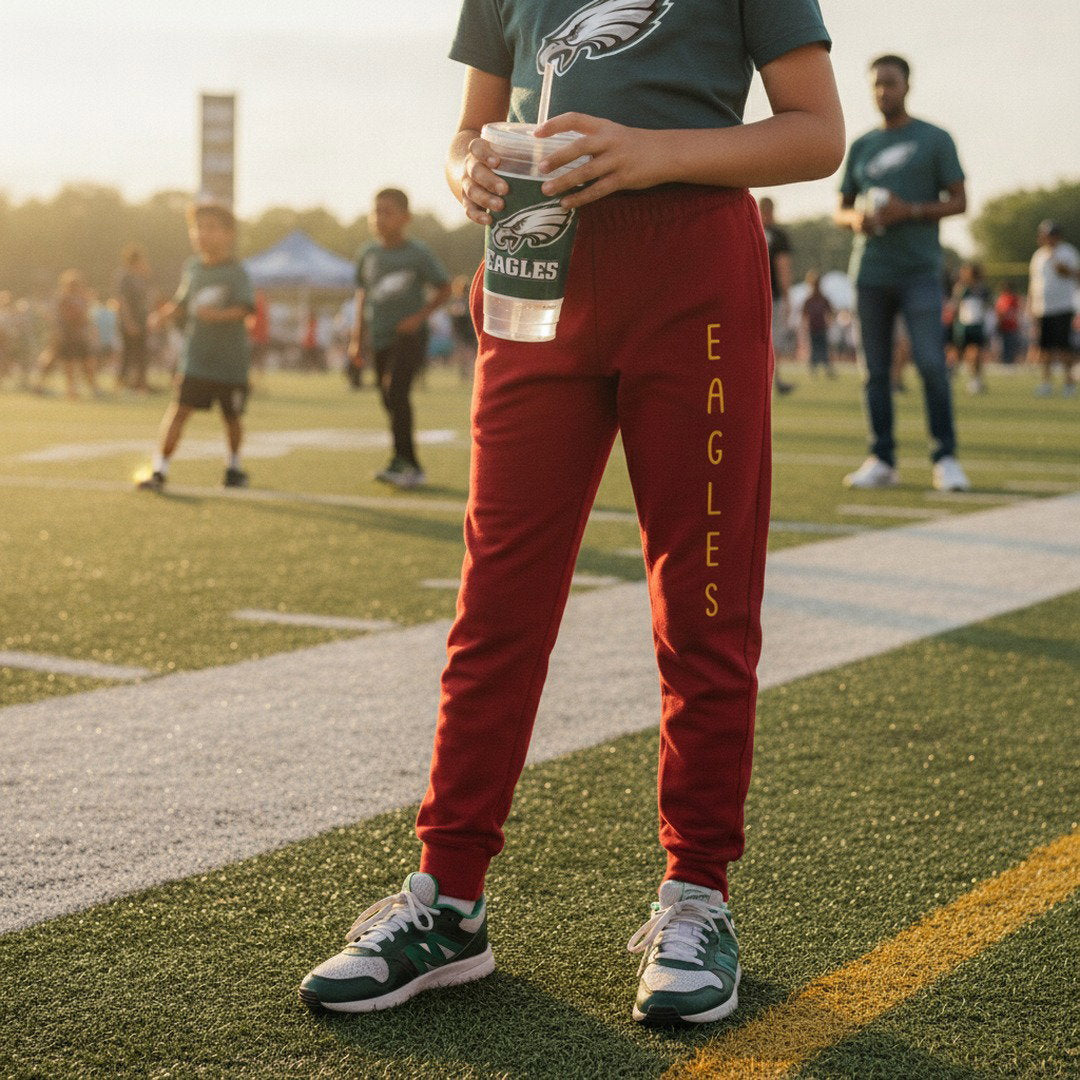 Youth Eagles Joggers – Athletic Sweatpants with Vertical 'EAGLES' Print