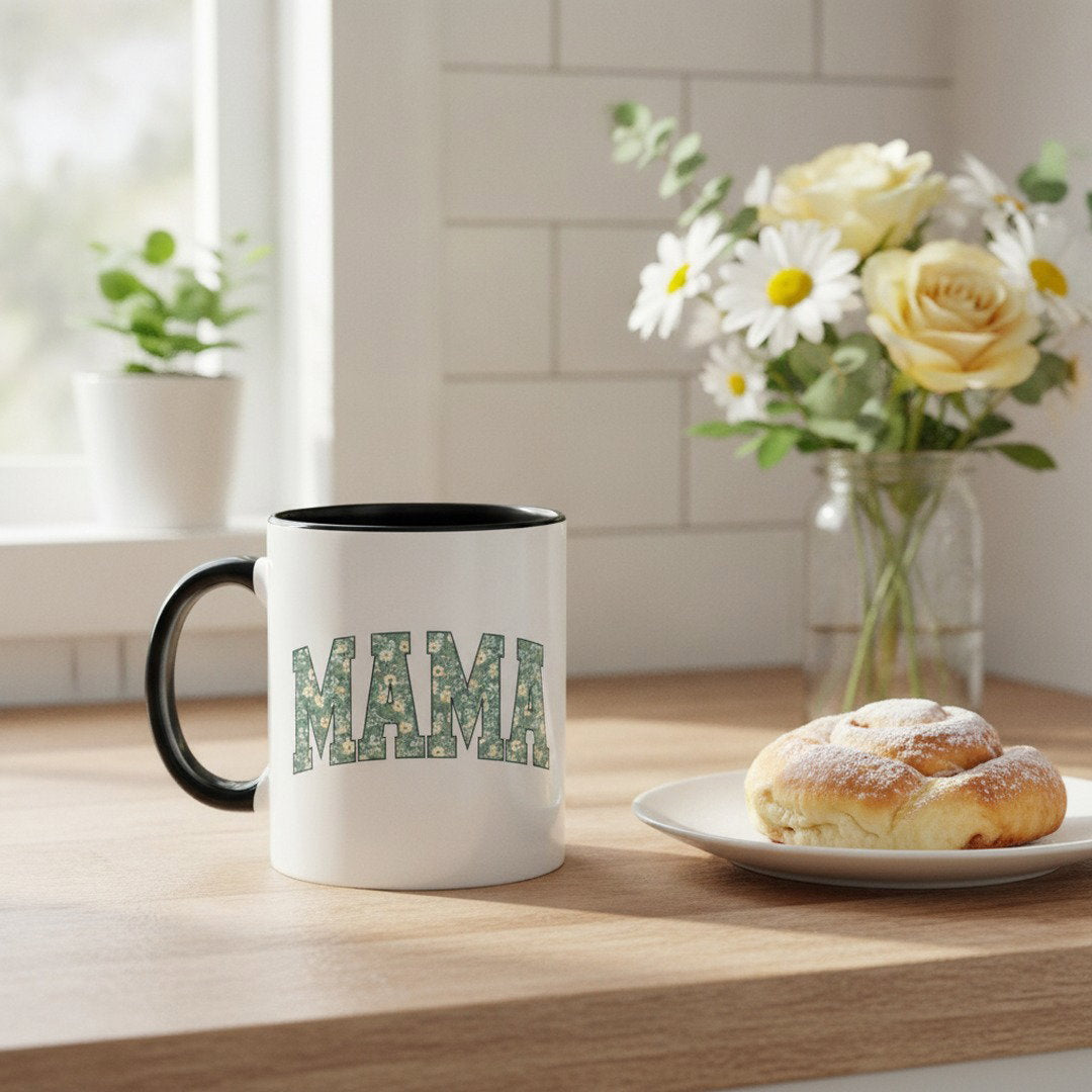Floral MAMA Mug, Gift for Mom, Mother's Day Coffee Mug, Accent Mug, Cute Mama Cup, Mom Gift, Floral Coffee Mug
