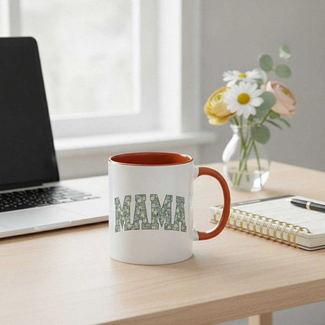 Floral MAMA Mug, Gift for Mom, Mother's Day Coffee Mug, Accent Mug, Cute Mama Cup, Mom Gift, Floral Coffee Mug
