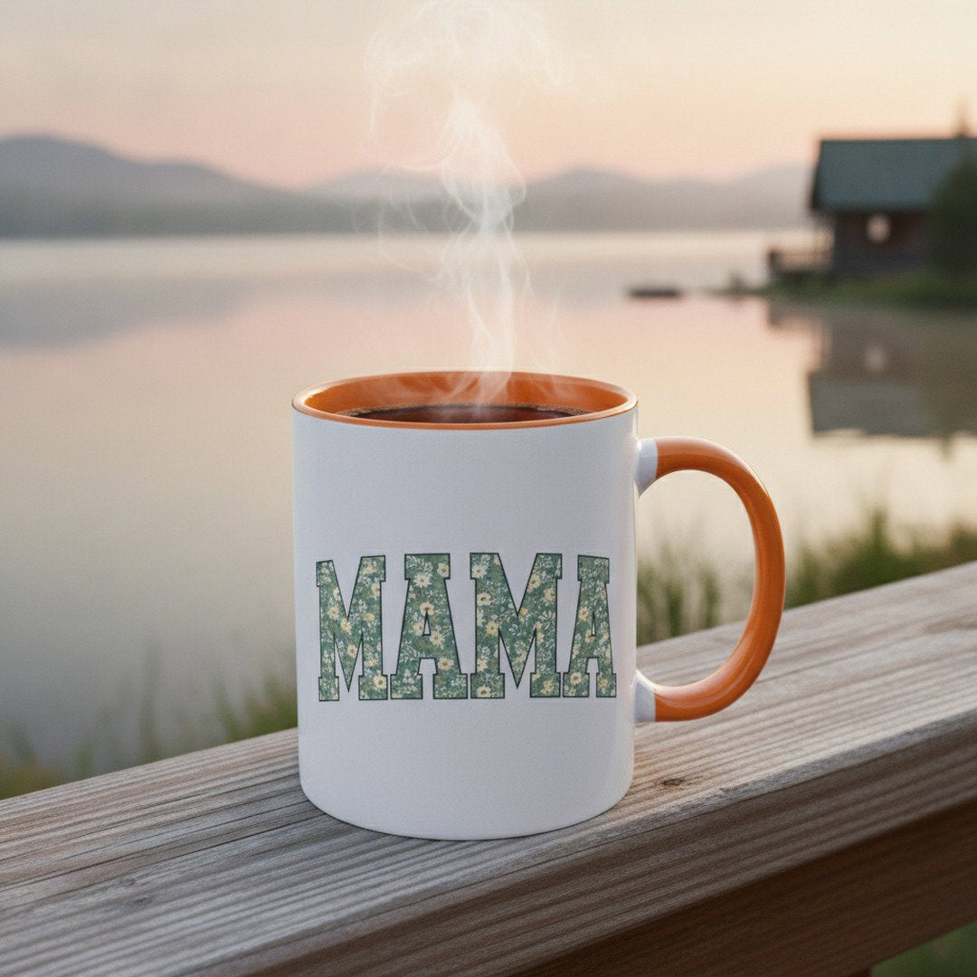 Floral MAMA Mug, Gift for Mom, Mother's Day Coffee Mug, Accent Mug, Cute Mama Cup, Mom Gift, Floral Coffee Mug
