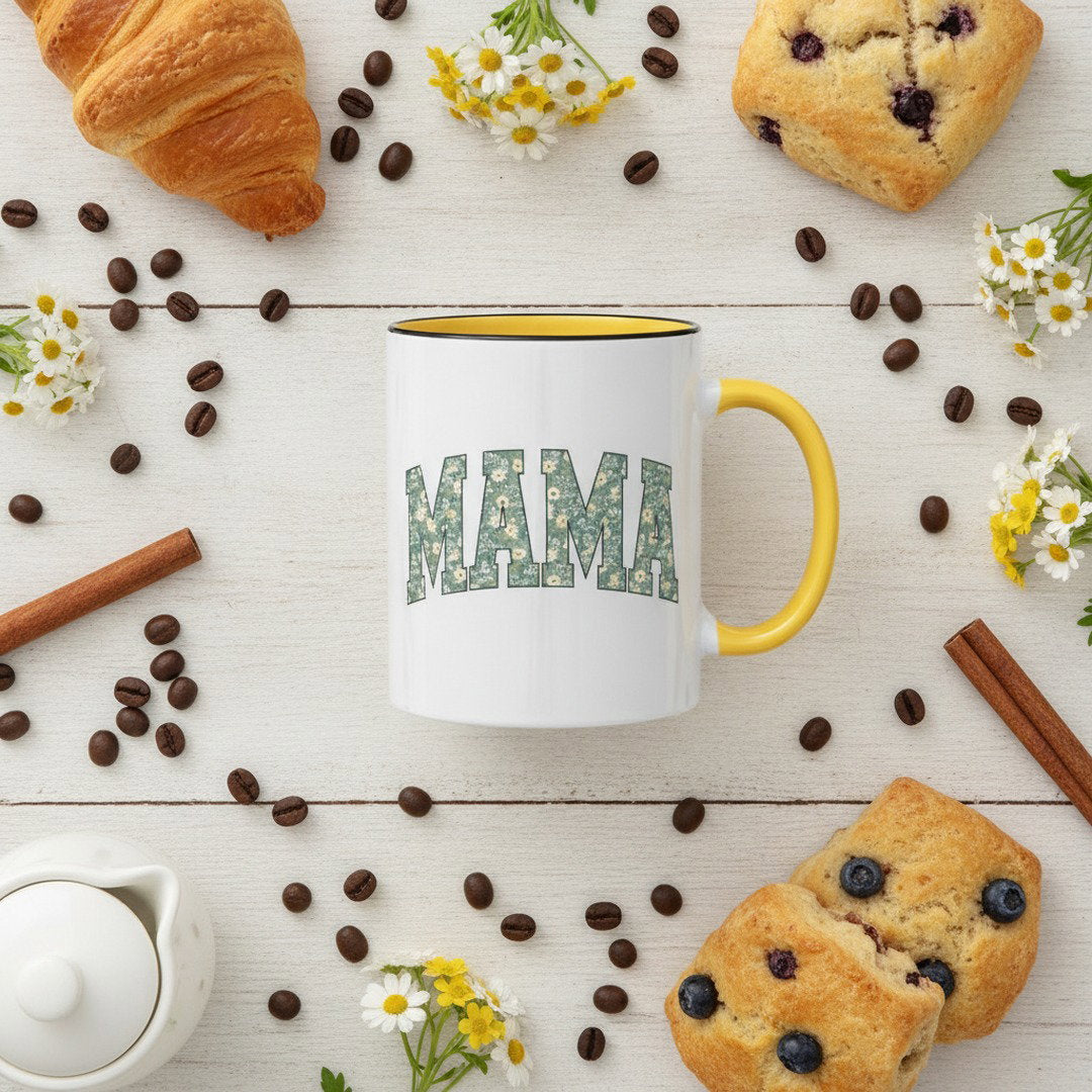 Floral MAMA Mug, Gift for Mom, Mother's Day Coffee Mug, Accent Mug, Cute Mama Cup, Mom Gift, Floral Coffee Mug