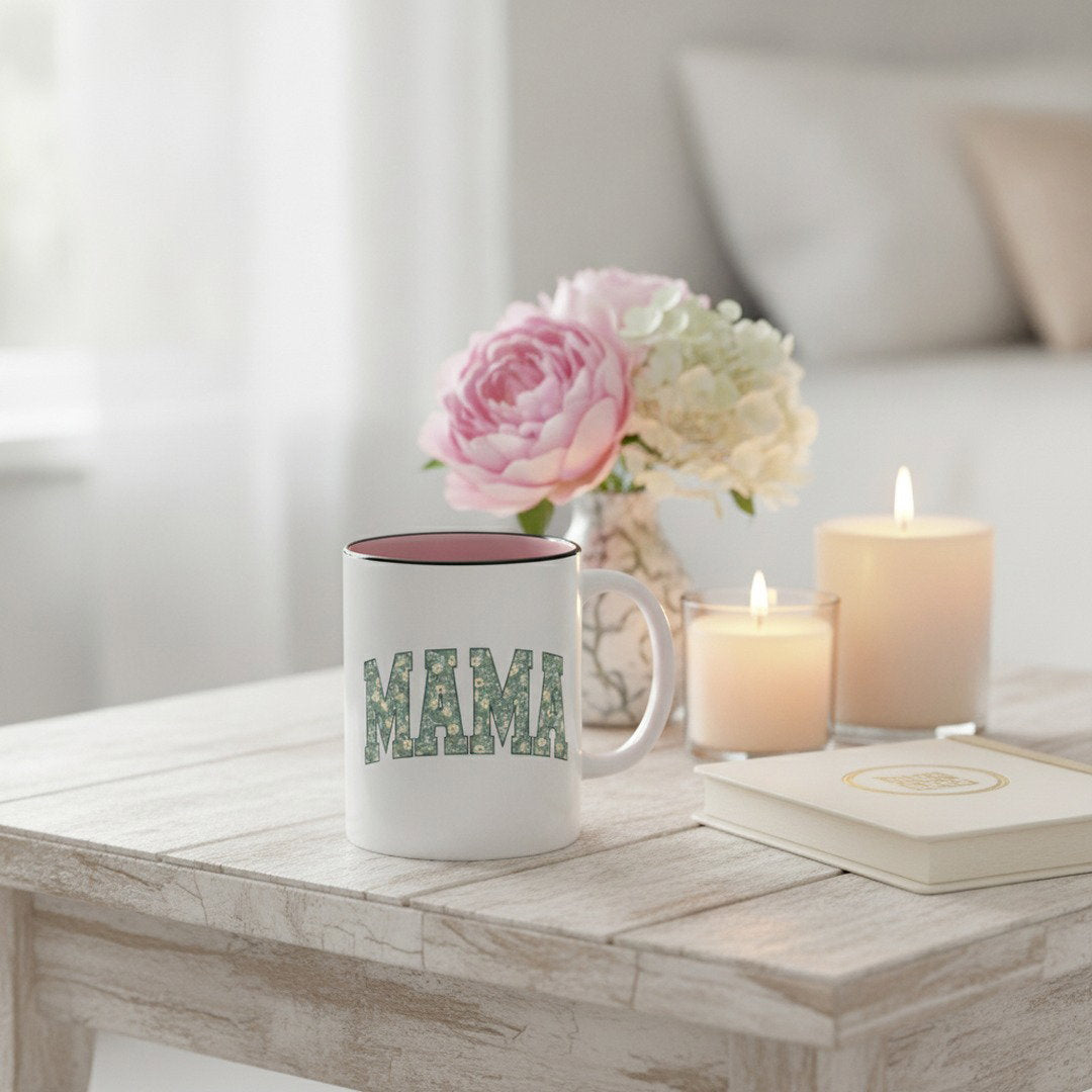 Floral MAMA Mug, Gift for Mom, Mother's Day Coffee Mug, Accent Mug, Cute Mama Cup, Mom Gift, Floral Coffee Mug