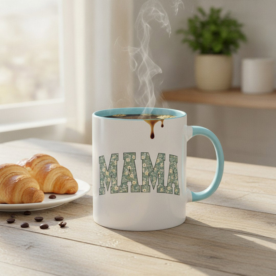 Floral MAMA Mug, Gift for Mom, Mother's Day Coffee Mug, Accent Mug, Cute Mama Cup, Mom Gift, Floral Coffee Mug