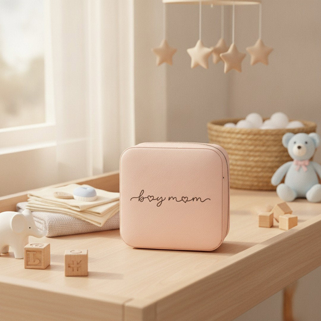 Compact 'boymom' Travel Jewelry Case — Portable Organizer for Rings, Earrings & Necklaces