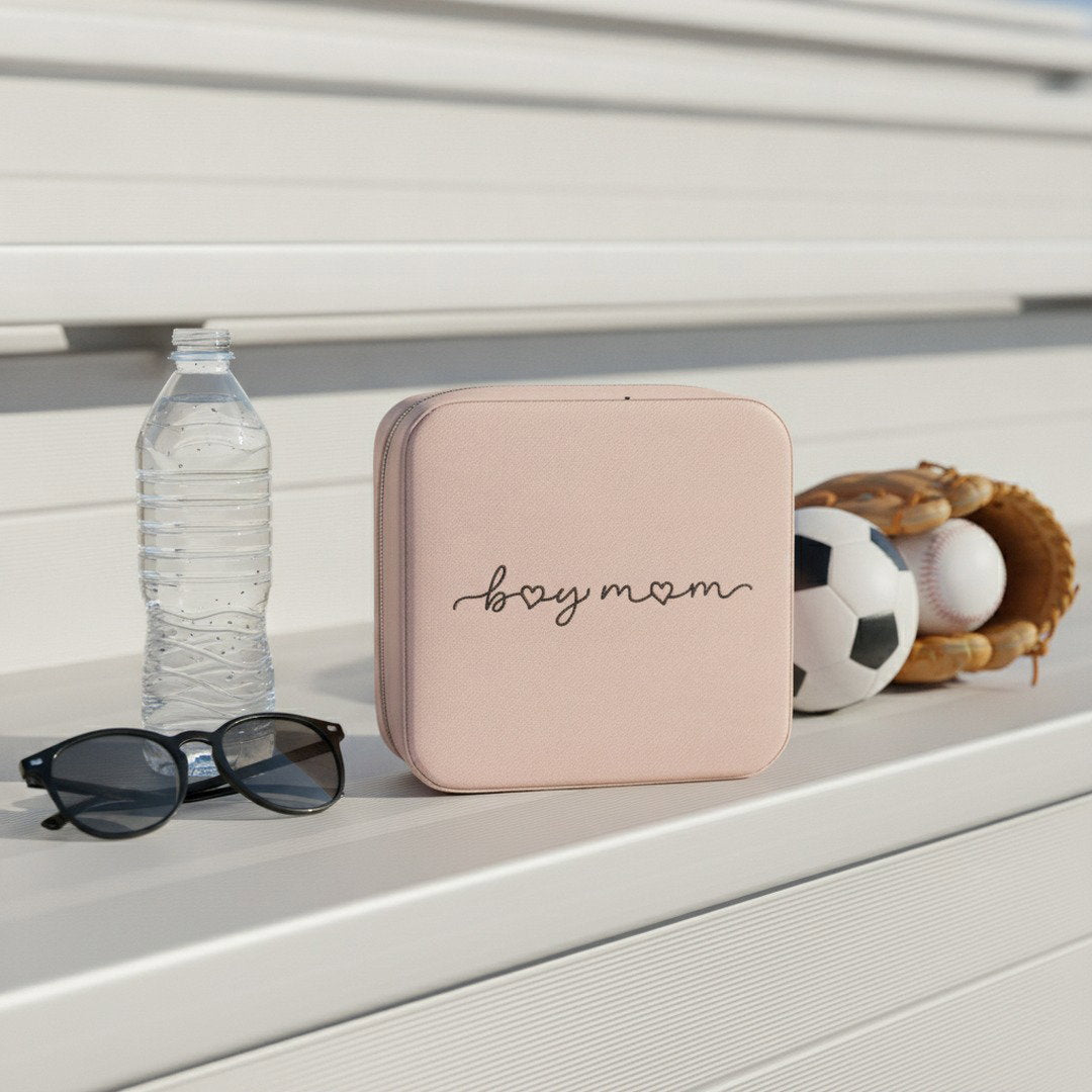Compact 'boymom' Travel Jewelry Case — Portable Organizer for Rings, Earrings & Necklaces