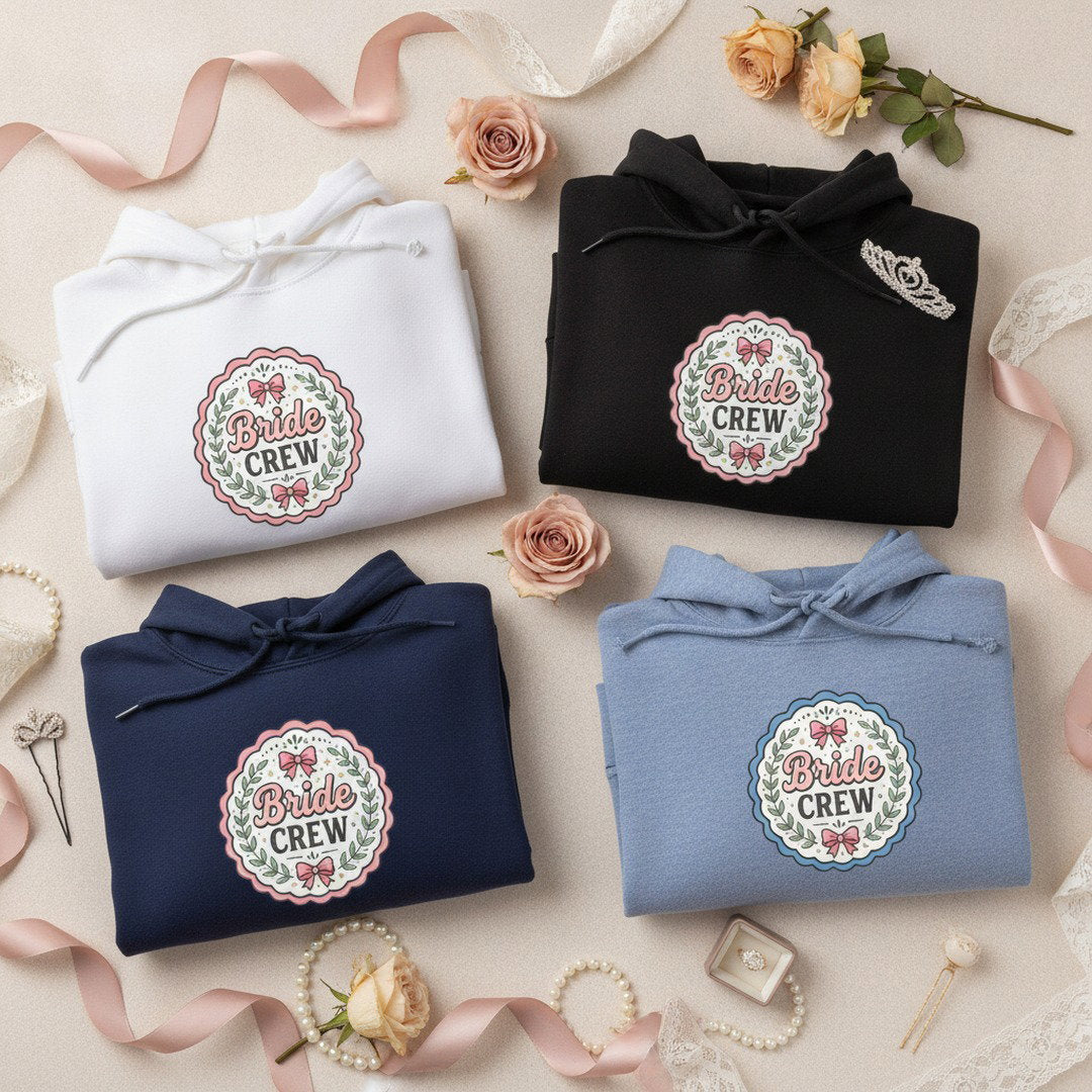 Bride Crew Hoodie — Vintage Floral Bridal Party Sweatshirt