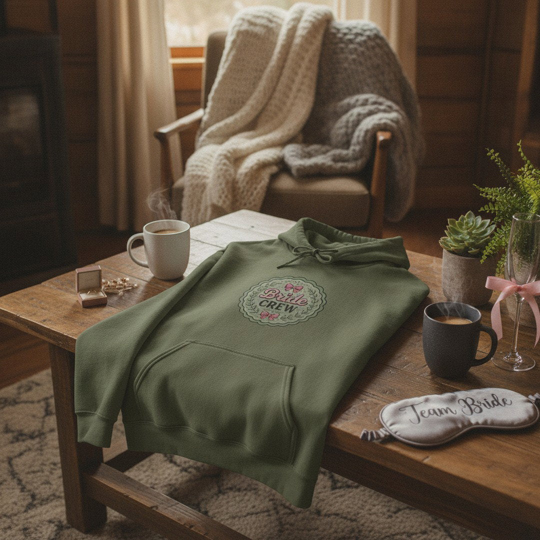 Bride Crew Hoodie — Vintage Floral Bridal Party Sweatshirt