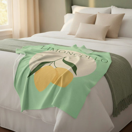 Limoncello Throw Blanket | Italian Summer Lemon Cozy Blanket | Citrus Home Decor Gift