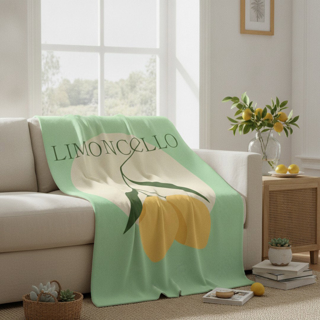 Limoncello Throw Blanket | Italian Summer Lemon Cozy Blanket | Citrus Home Decor Gift