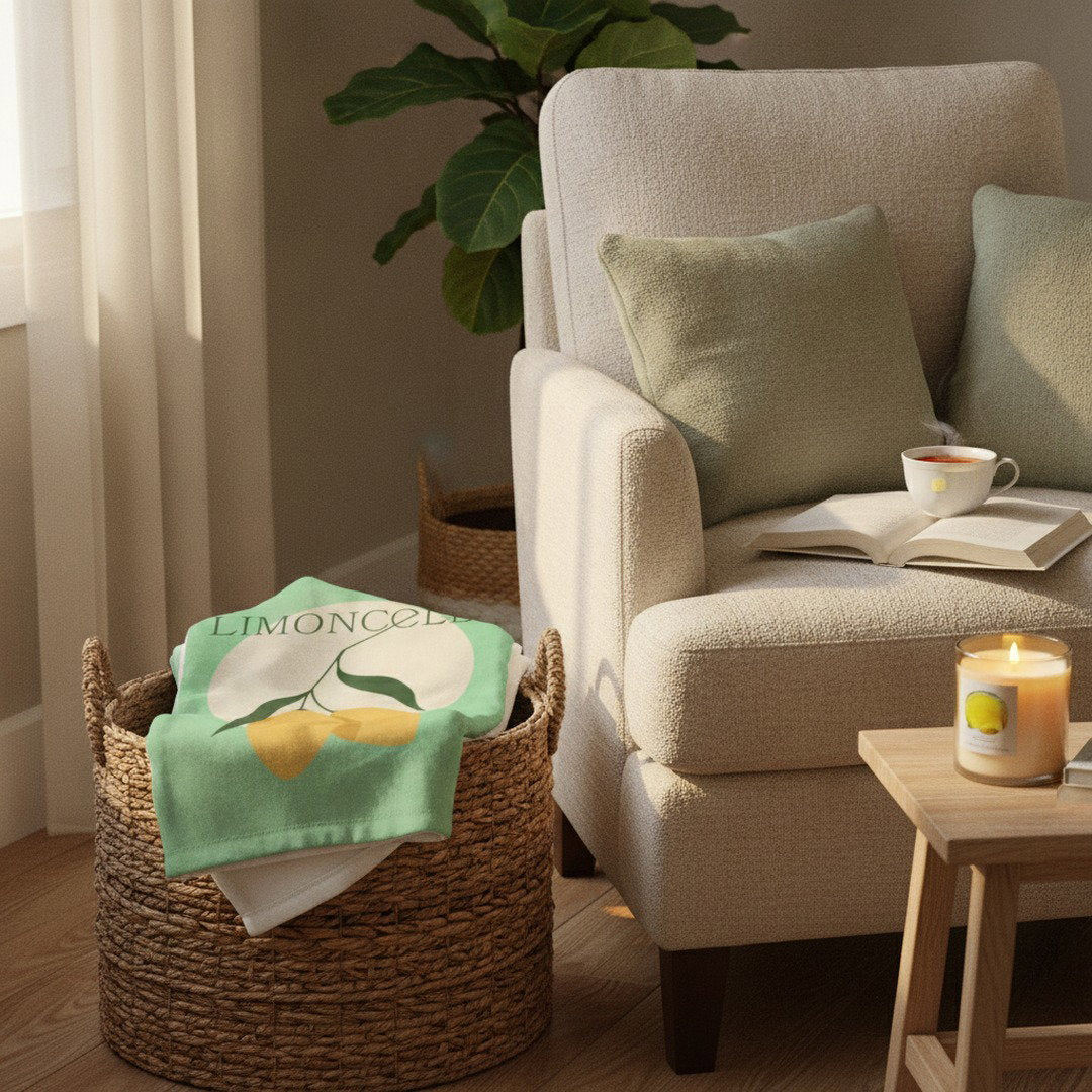 Limoncello Throw Blanket | Italian Summer Lemon Cozy Blanket | Citrus Home Decor Gift