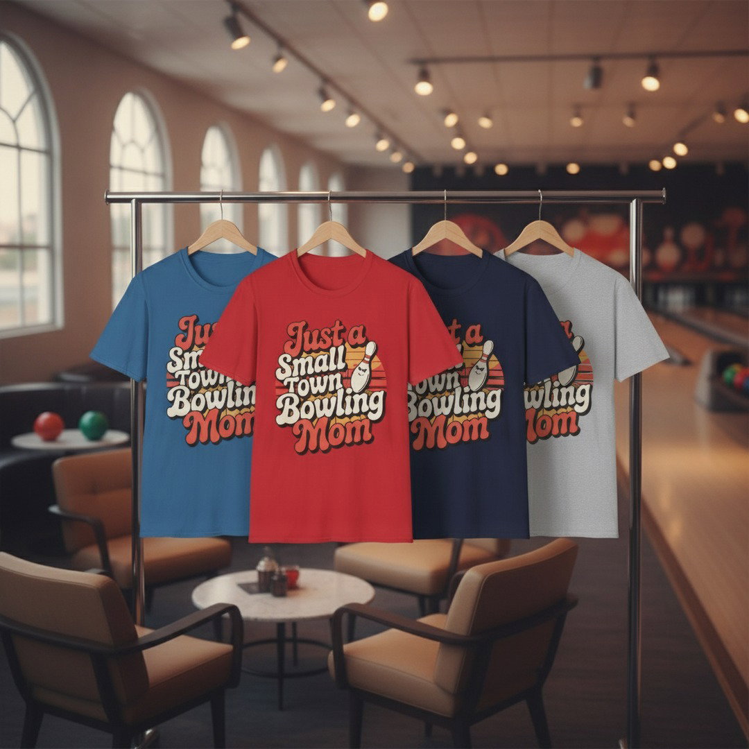 Just a Small Town Bowling Mom T-Shirt | Retro Bowling Mom Graphic Tee