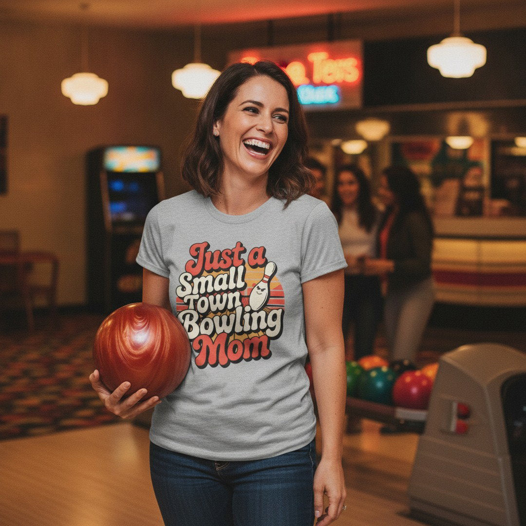 Just a Small Town Bowling Mom T-Shirt | Retro Bowling Mom Graphic Tee