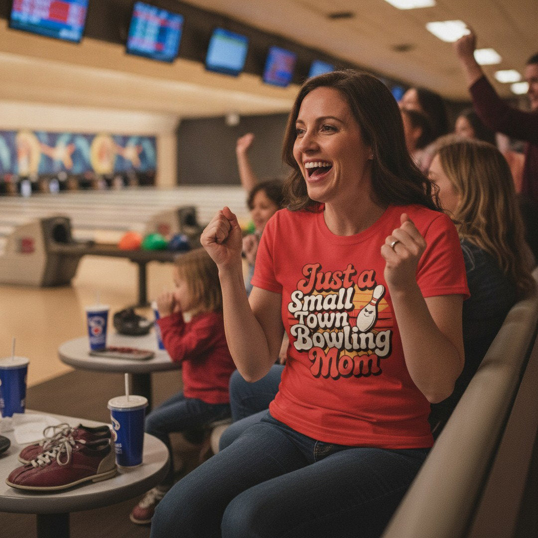 Just a Small Town Bowling Mom T-Shirt | Retro Bowling Mom Graphic Tee