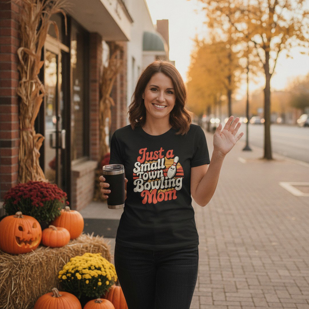 Just a Small Town Bowling Mom T-Shirt | Retro Bowling Mom Graphic Tee