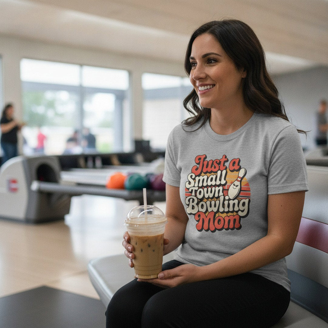 Just a Small Town Bowling Mom T-Shirt | Retro Bowling Mom Graphic Tee