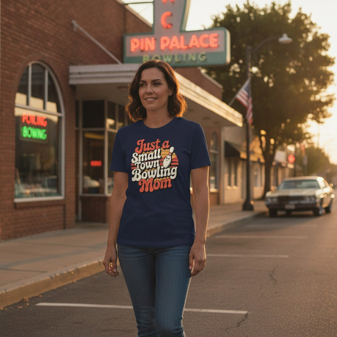 Just a Small Town Bowling Mom T-Shirt | Retro Bowling Mom Graphic Tee