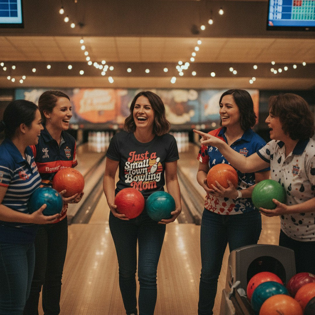 Just a Small Town Bowling Mom T-Shirt | Retro Bowling Mom Graphic Tee
