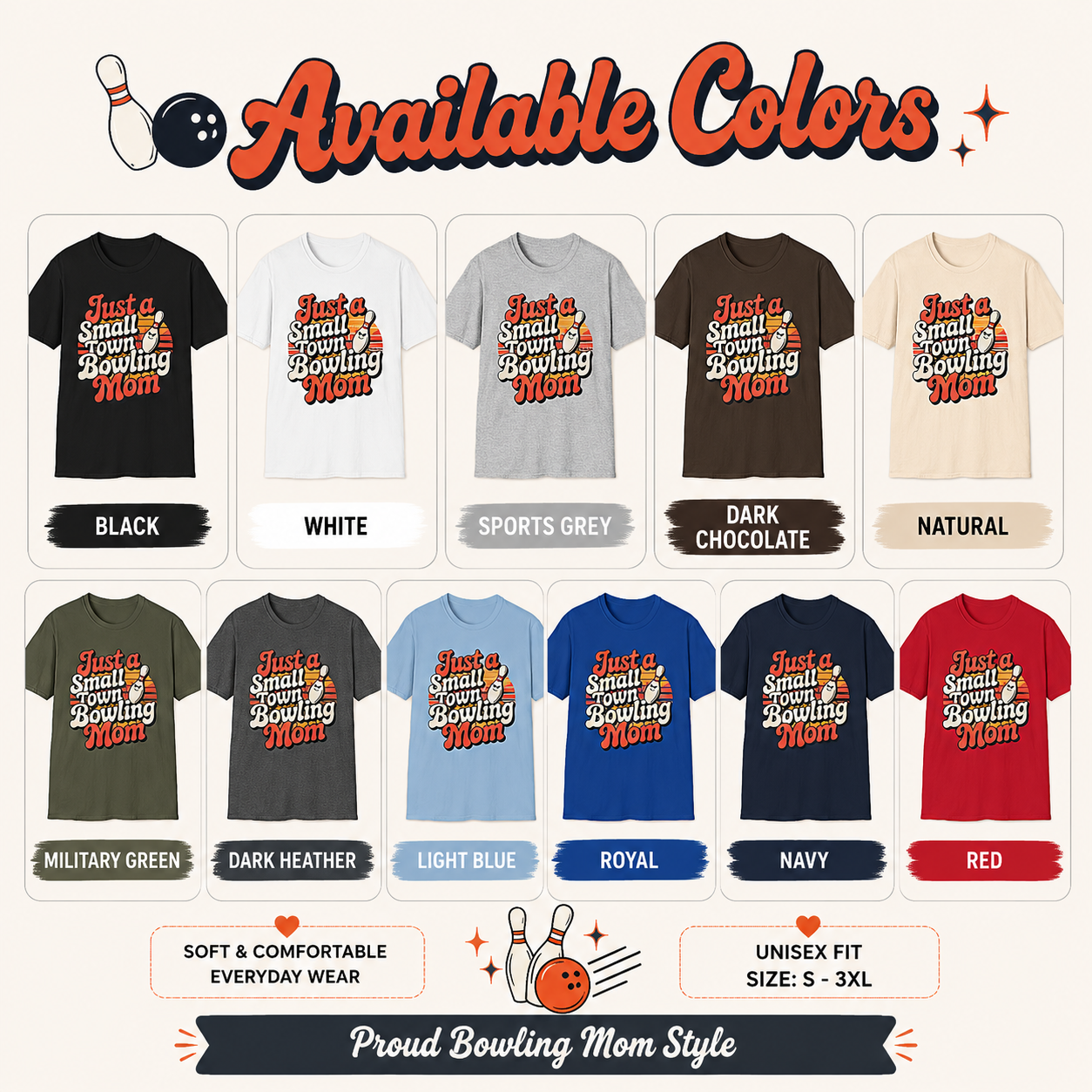 Just a Small Town Bowling Mom T-Shirt | Retro Bowling Mom Graphic Tee