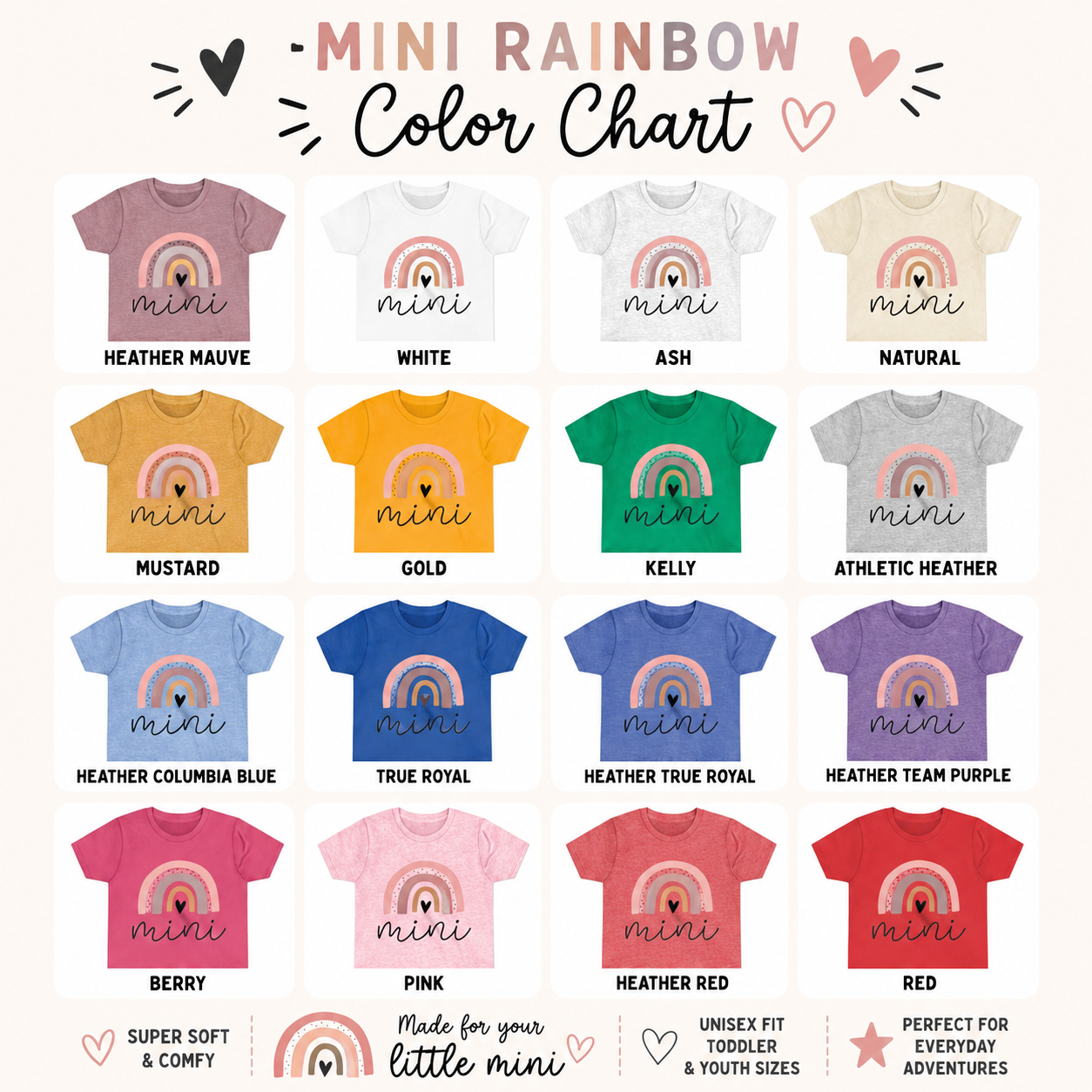 Toddler Tee "Mini" Pink Rainbow — Cute Toddler Girl Shirt