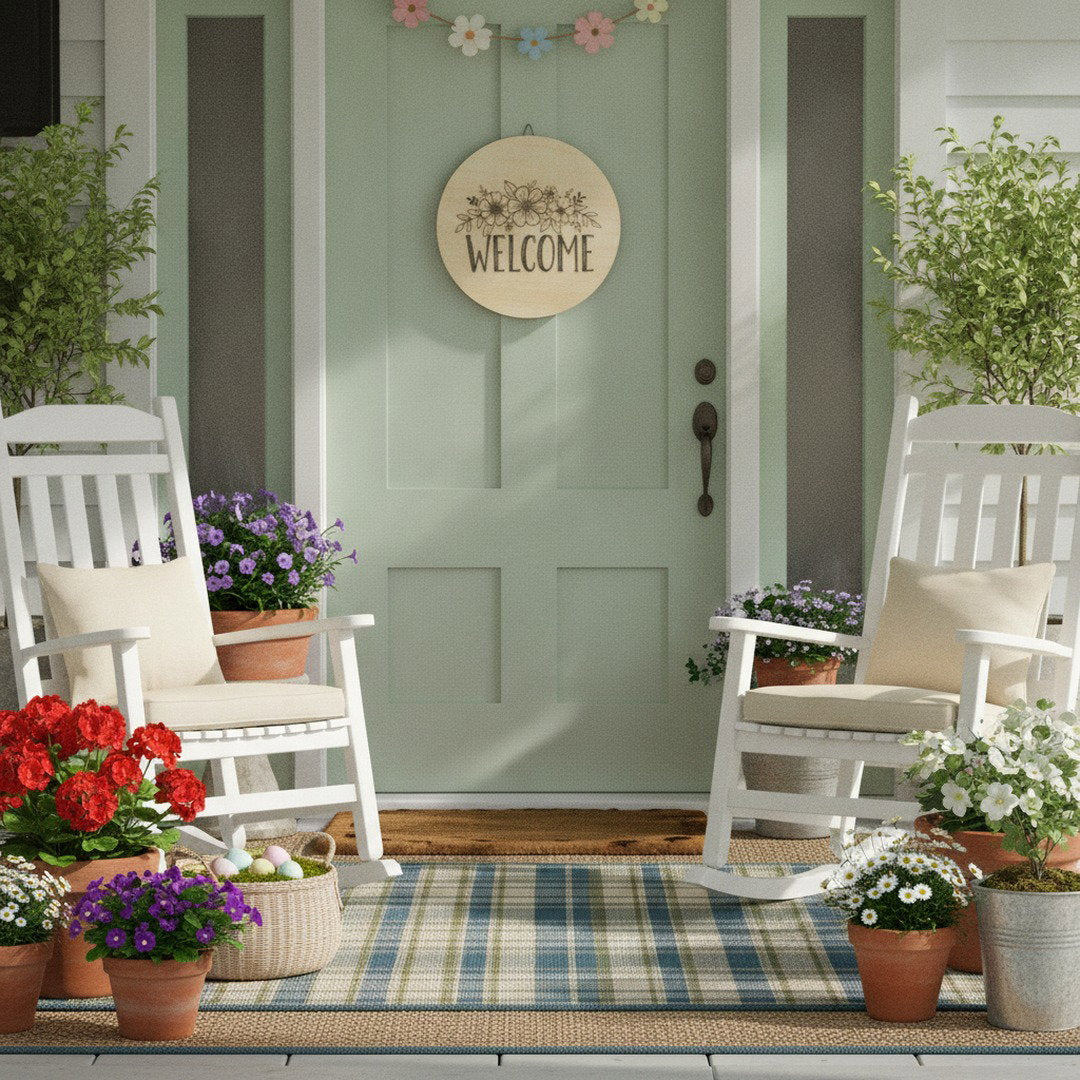 Floral Welcome Sign | Round Wooden Door Hanger | Farmhouse Home Decor | Front Porch Sign | Housewarming Gift