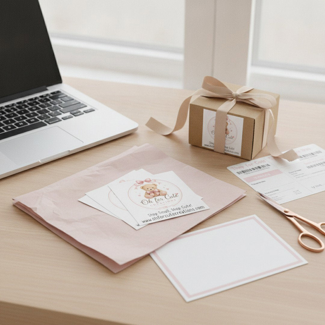 Oh For Cute Creations Logo Sticker | Square Business Sticker | Small Business Support Decal | Boutique Branding Sticker | Promotional Gift