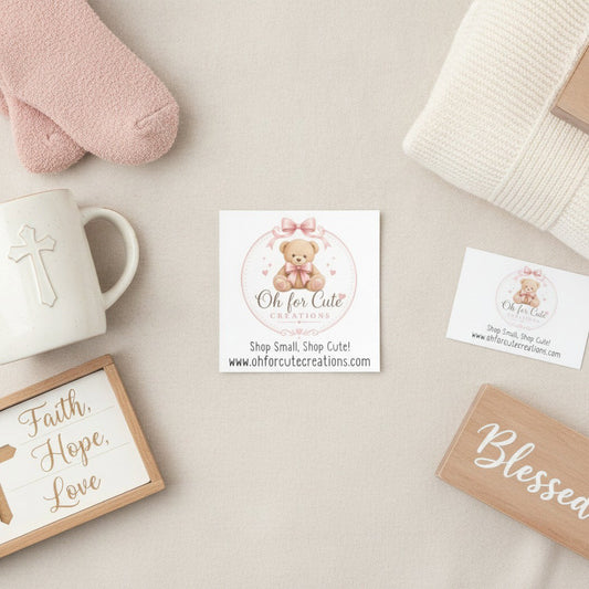 Oh For Cute Creations Logo Sticker | Square Business Sticker | Small Business Support Decal | Boutique Branding Sticker | Promotional Gift