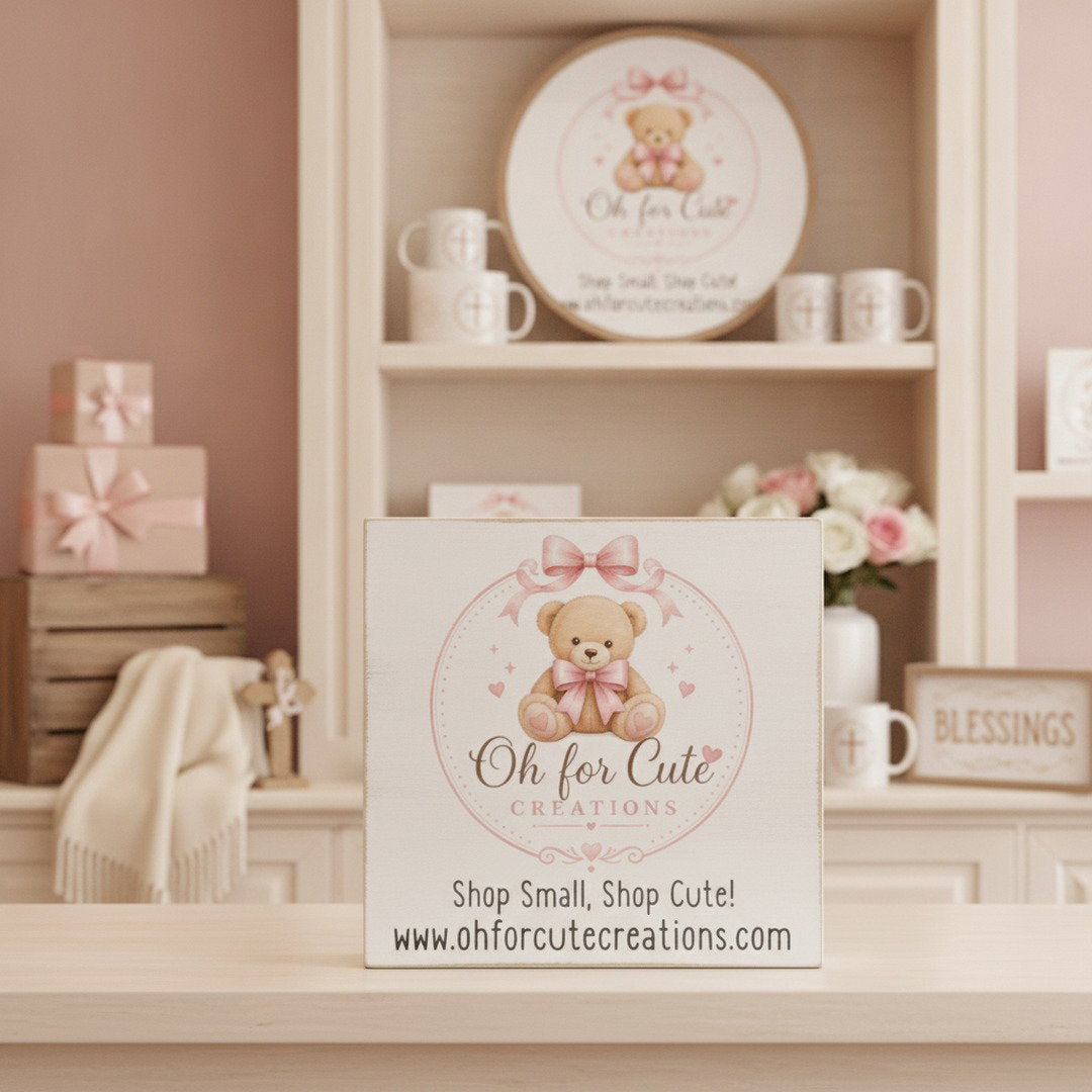 Oh For Cute Creations Logo Sticker | Square Business Sticker | Small Business Support Decal | Boutique Branding Sticker | Promotional Gift