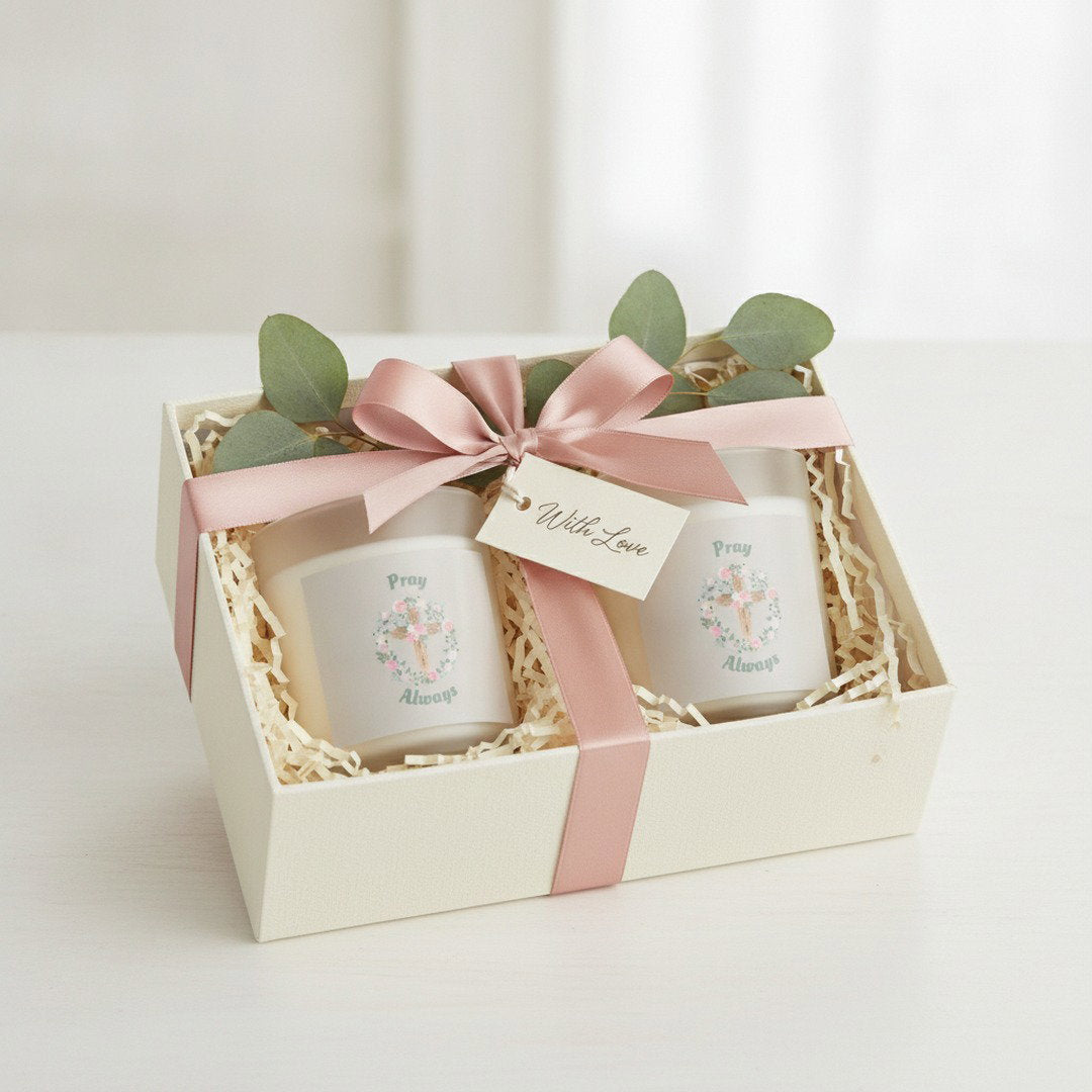 Pray Always™ 11 oz Glass Candle | Christian Soy Wax Candle | Floral Cross Faith Gift | Inspirational Home Décor
