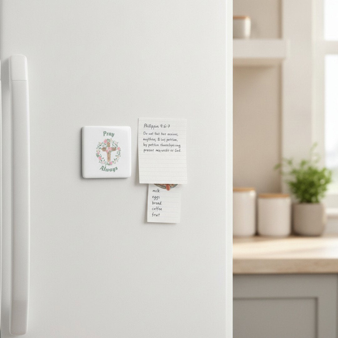 Pray Always 2x2 Square Fridge Magnet | Inspirational Christian Magnet | Faith-Based Kitchen & Locker Decor | Religious Gift