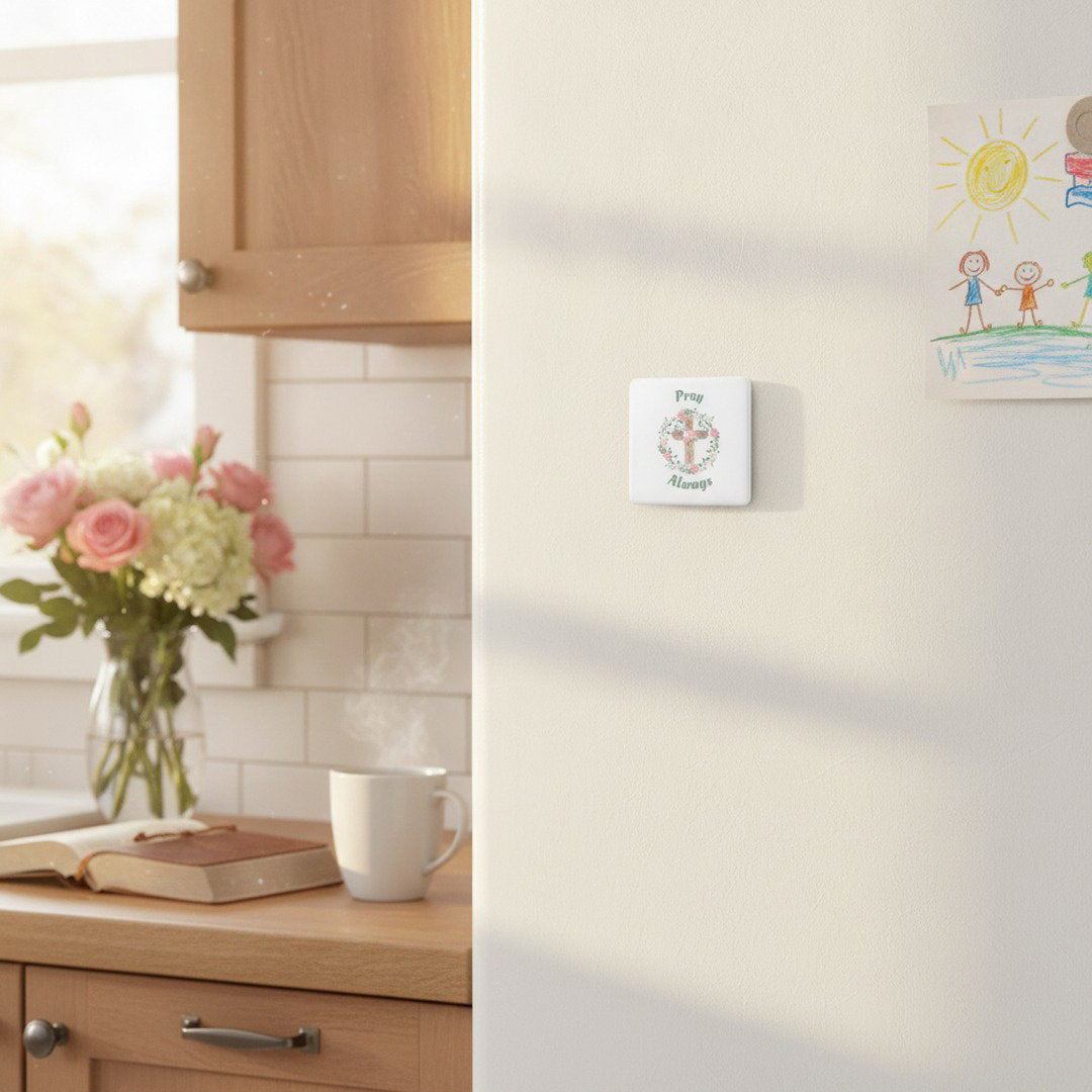 Pray Always 2x2 Square Fridge Magnet | Inspirational Christian Magnet | Faith-Based Kitchen & Locker Decor | Religious Gift