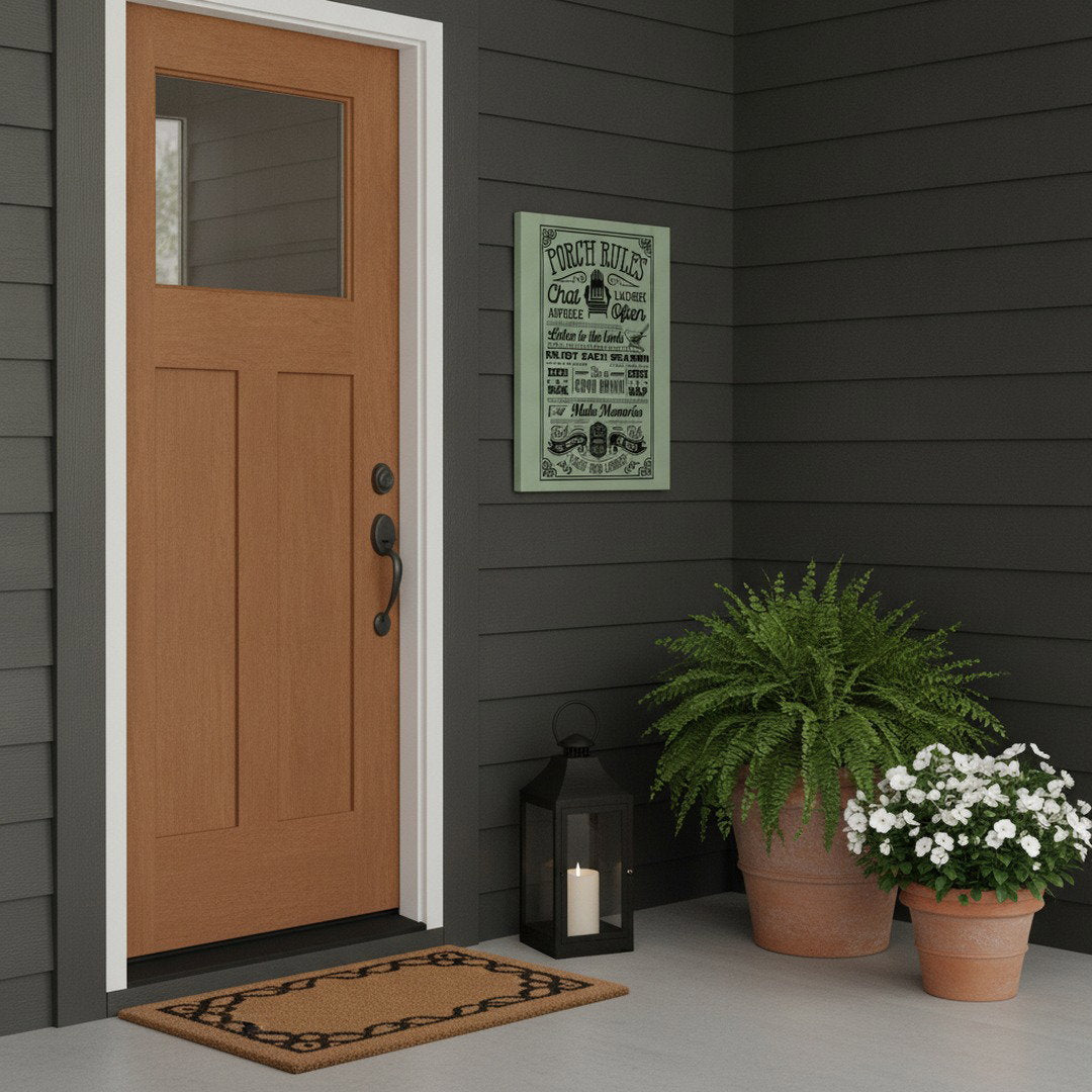 Porch Rules Hanging Sign – Sage Green Porch & Patio Wall Decor