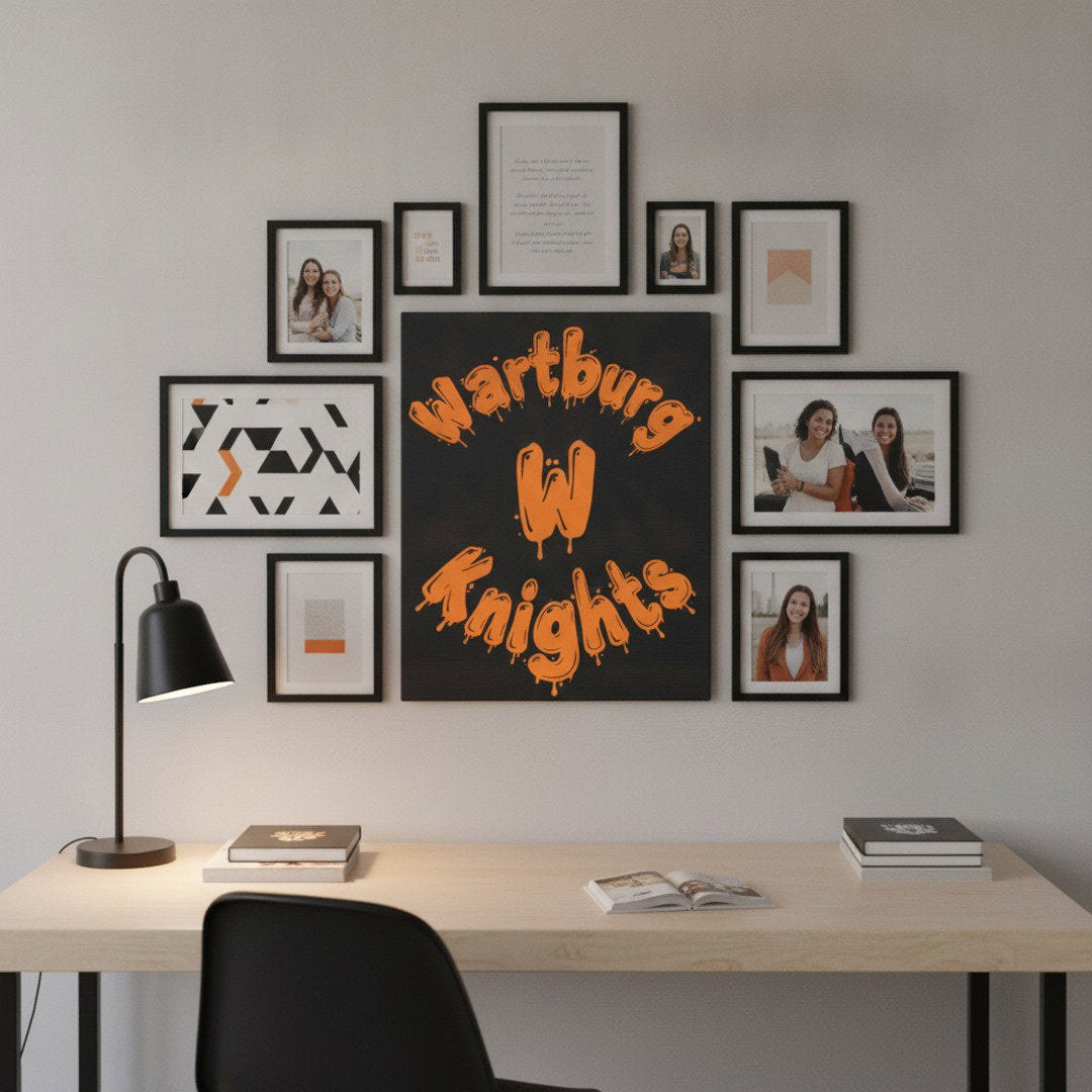 Wartburg Knights Canvas Wall Art – Black & Orange College Dorm Decor