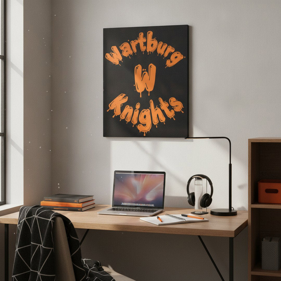 Wartburg Knights Canvas Wall Art – Black & Orange College Dorm Decor
