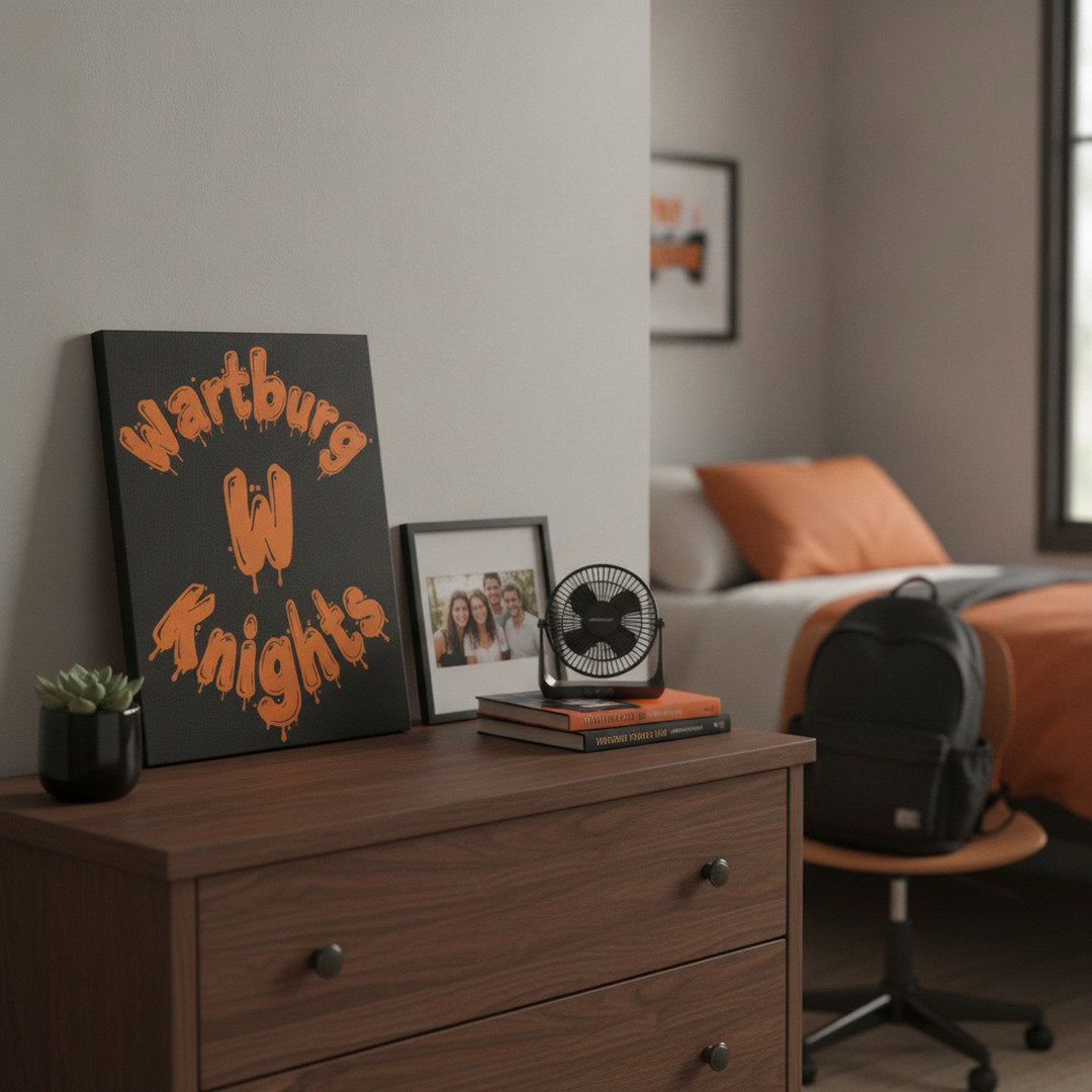 Wartburg Knights Canvas Wall Art – Black & Orange College Dorm Decor