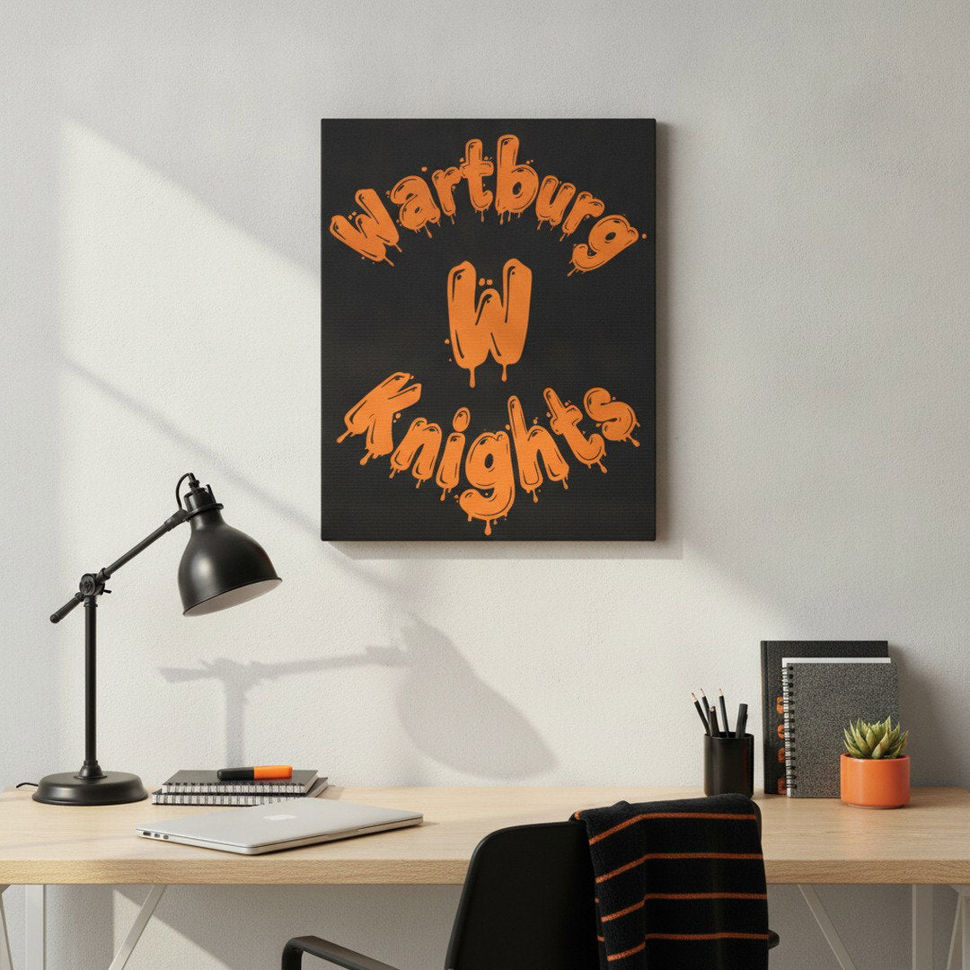 Wartburg Knights Canvas Wall Art – Black & Orange College Dorm Decor