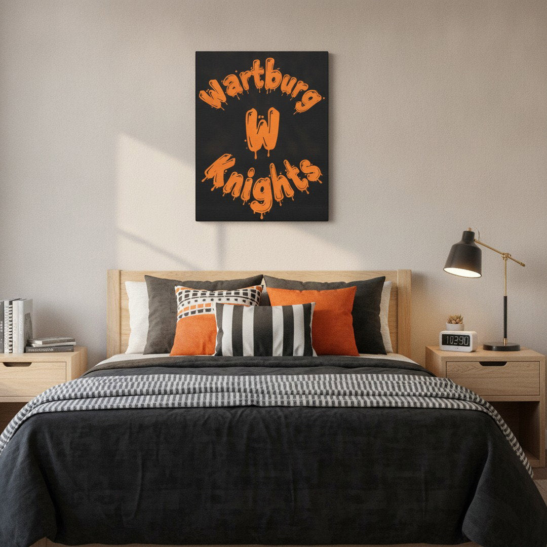 Wartburg Knights Canvas Wall Art – Black & Orange College Dorm Decor